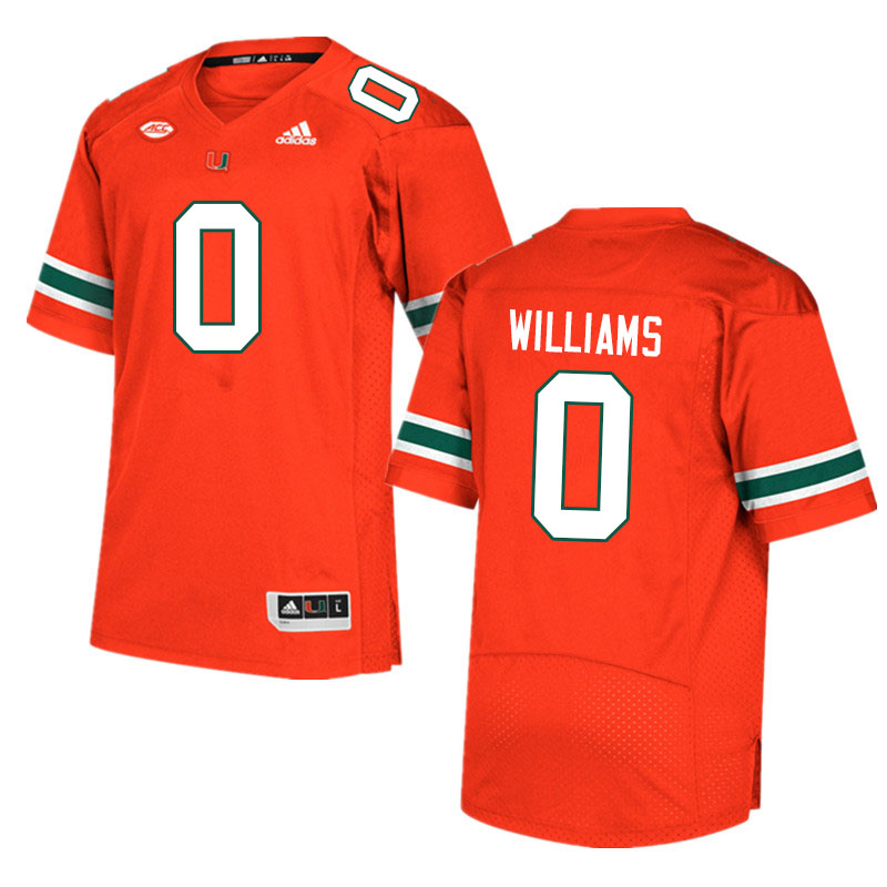 Men #0 James Williams Miami Hurricanes College Football Jerseys Sale-Orange